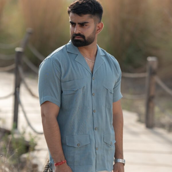 Heritage Explorer Linen Shirt – Sage Blue