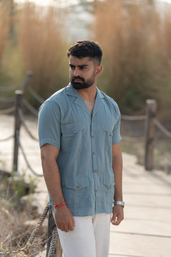 Heritage Explorer Linen Shirt – Sage Blue