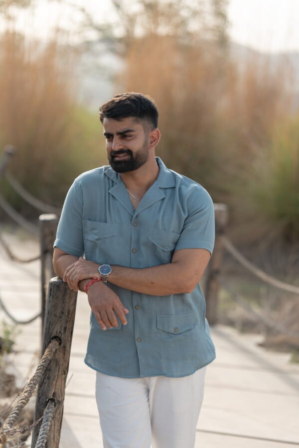 Heritage Explorer Linen Shirt – Sage Blue