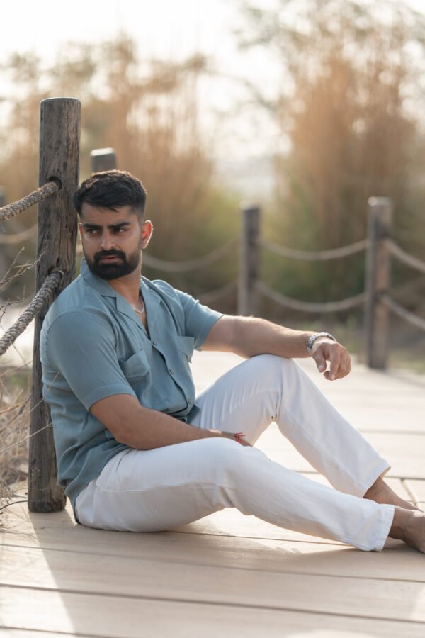 Heritage Explorer Linen Shirt – Sage Blue