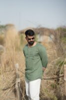 Modern Henley Linen Shirt – Sage Green