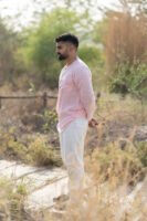 Modern Henley Linen Shirt - Rose Pink