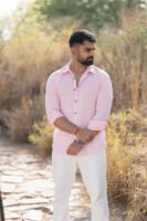 Classic Hue Linen Shirt – Pastel pink