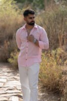 Classic Hue Linen Shirt – Pastel pink