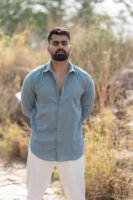 Classic Hue Linen Shirt - Sky blue